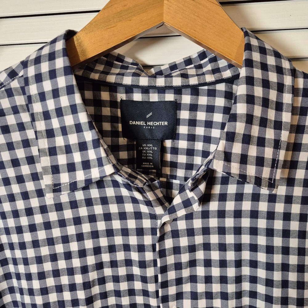 Daniel Hechter Paris Mens XXL Gingham Check Button Down Long Sleeve Shirt NWT - Picture 4 of 11